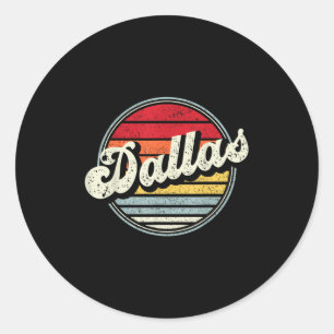 Adesivo Redondo Dallas Texas Tx Home State Legal Estilo 70s Sunset