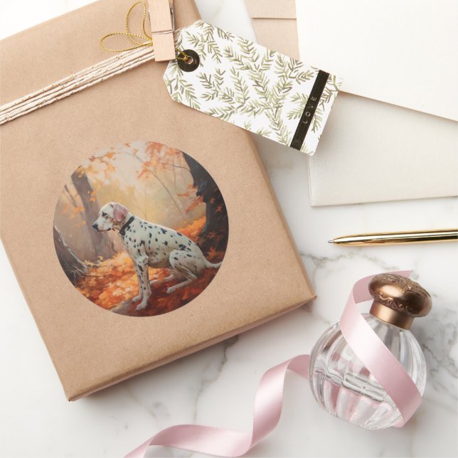 Adesivo Redondo Dalmácia nas Folhas do outono é inspiradora (Presentear)