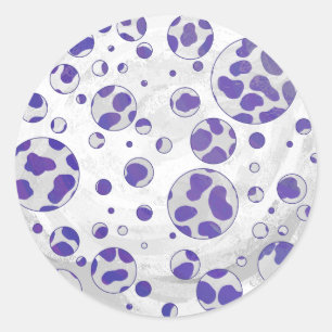 Adesivo Redondo Dalmaciana Purple e Bolinhas Branca
