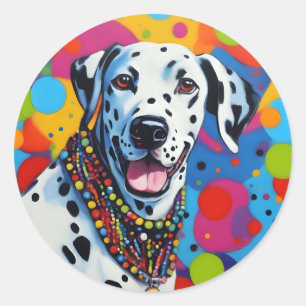 Adesivo Redondo Dalmaciano de pop Art Vibrant