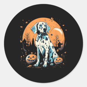 Adesivo Redondo Dalmaciano Pumpkin Halloween Costume Cachorro Pupp