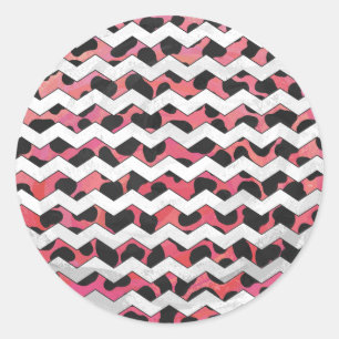 Adesivo Redondo Dalmama Chevron, Rosa e Negro