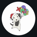 Adesivo Redondo Dalmatian Christmas Dog Winter Animals Dogs<br><div class="desc">The Dalmatian dog for Christmas with Xmas balloons. Funny animals with gifts and snow to the holidays. Also funny for Christmas in July. Dogs are sweet animals and perfect for Christmas.</div>