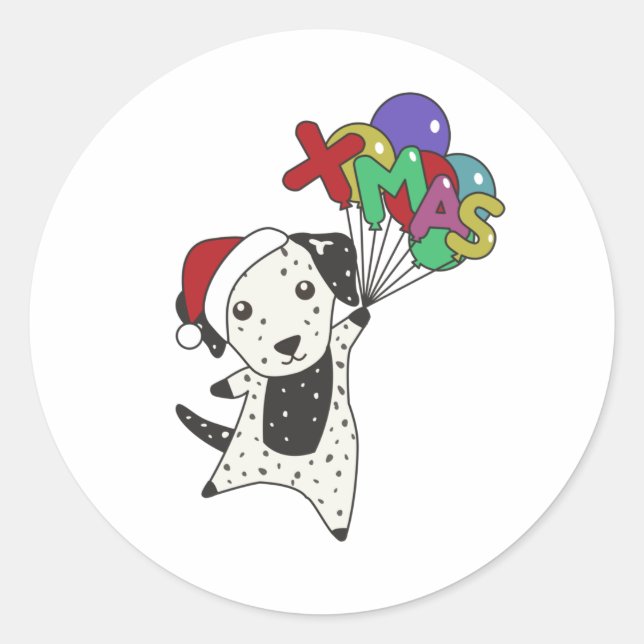 Adesivo Redondo Dalmatian Christmas Dog Winter Animals Dogs (Frente)