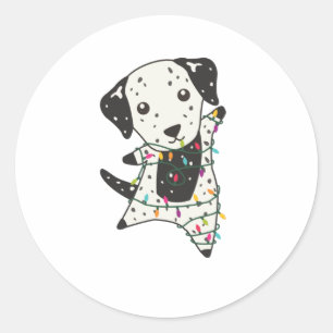 Adesivo Redondo Dalmatian Christmas Dog Winter Animals Dogs