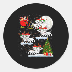 Adesivo Redondo Dalmatiano Feminino Papai Noel Trenó Voador Magia