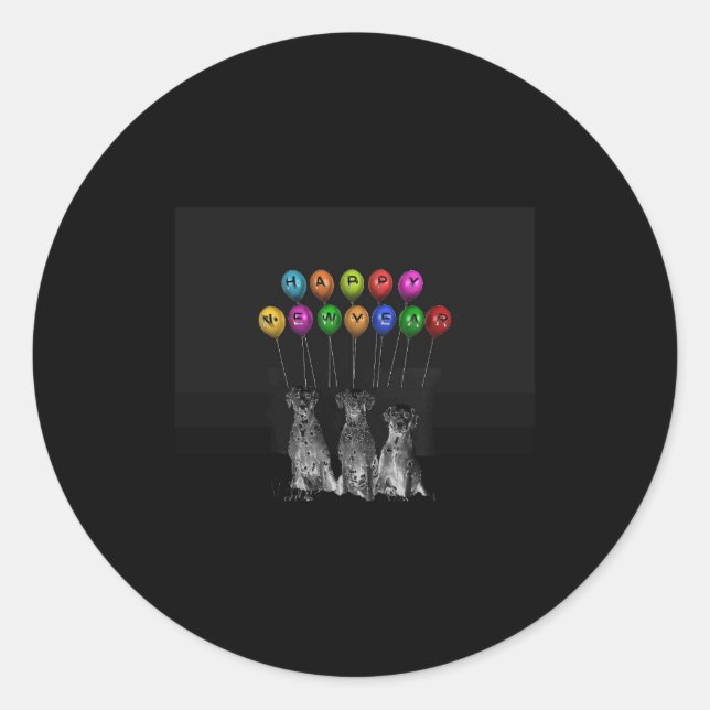 Adesivo Redondo Dalmatians Wishing Happy New Year 2016 T Shirt  (Frente)