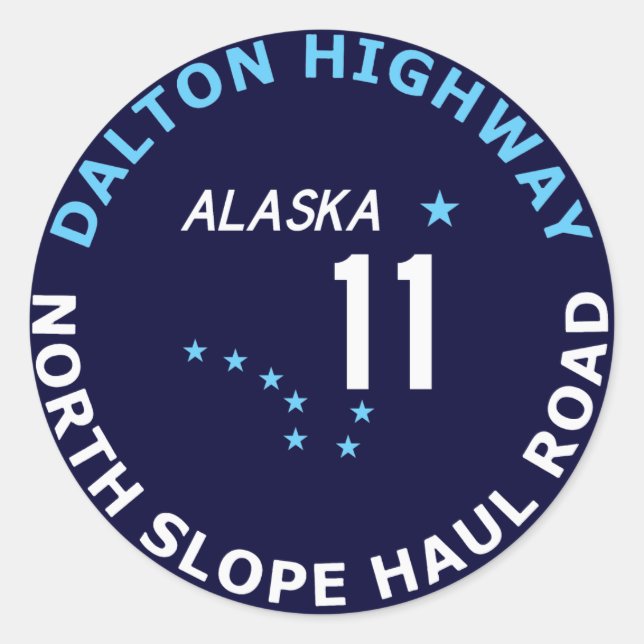 Adesivo Redondo Dalton Highway, North Slope Haul Road (Frente)