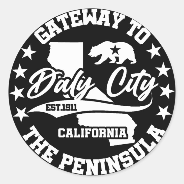 Adesivo Redondo Daly City, Califórnia (Frente)