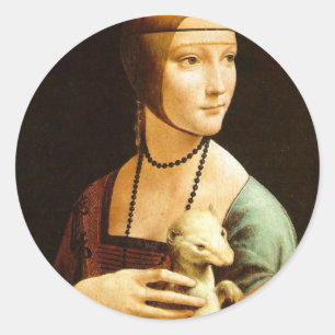 Adesivo Redondo Dama com Arminho, Leonardo Da Vinci