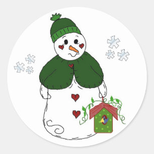 Adesivo Redondo Dama de Neve com Casa de Pássaros