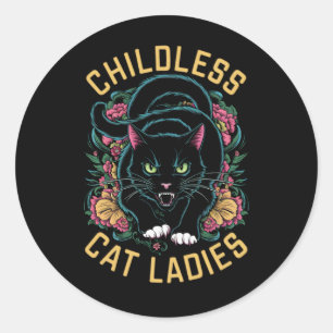 Adesivo Redondo Damas de Gato sem Filhos 2024 Feminista