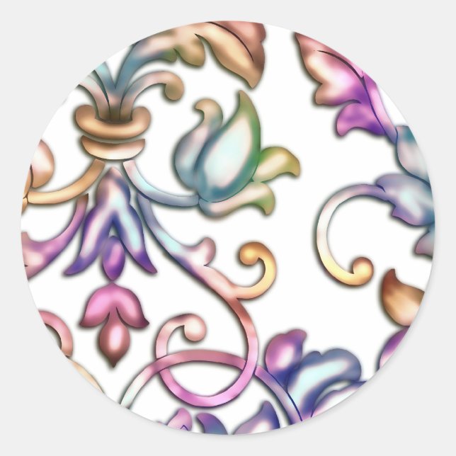 Adesivo Redondo Damasco com vários cores gravado (Frente)