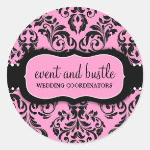 Adesivo Redondo Damasco cor-de-rosa do evento 311 & do Liquorice
