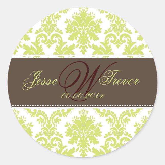 Adesivo Redondo Damasco do paloma do PixDezines, cores DIY (Frente)