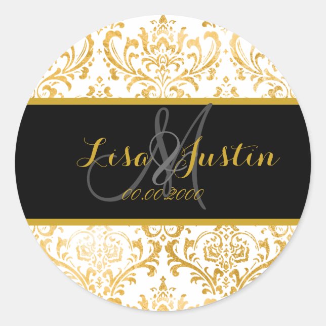 Adesivo Redondo Damasco do PixDezines faux ouro/rossi (Frente)