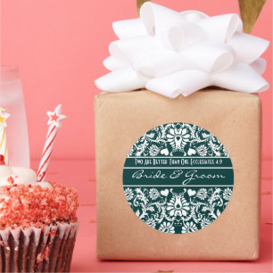 Adesivo Redondo Damasco Floral Vintage Casamento Favors Correspond