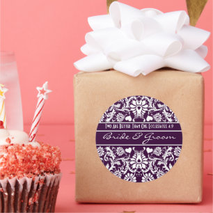 Adesivo Redondo Damasco Floral Vintage Casamento Favors Correspond