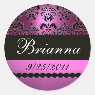 ADESIVO REDONDO DAMASCO PRETO VIOLETA ROXO