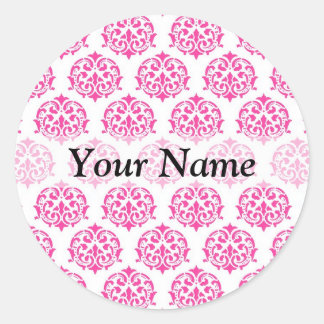 Adesivo Redondo Damasco rosa quente