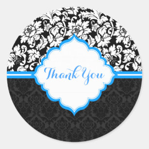 Adesivo Redondo Damascos Florais de Imagem Branca e Azul