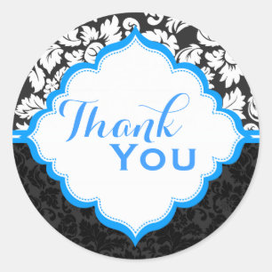 Adesivo Redondo Damascos Florais Pretos Brancos e Azuis Vintage 2