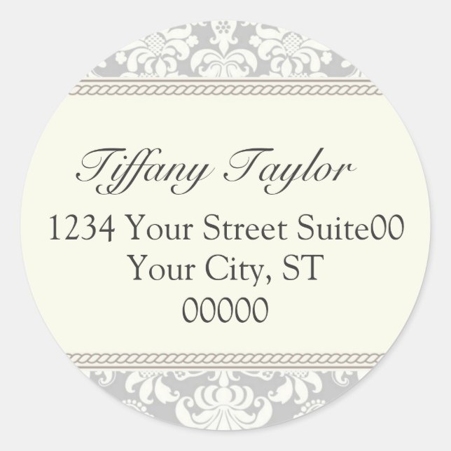Adesivo Redondo Damask Address Sticker (Frente)