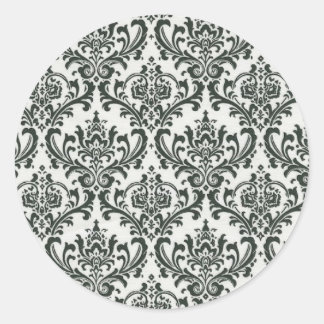 Adesivo Redondo Damask Black and White Stickers