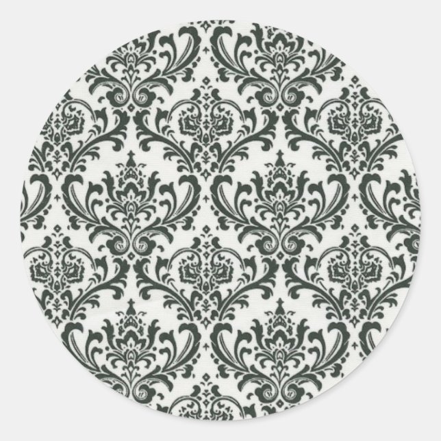 Adesivo Redondo Damask Black and White Stickers (Frente)