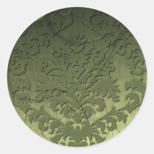 Adesivo Redondo Damask Cut Velvet, Swank Swirls na Olive