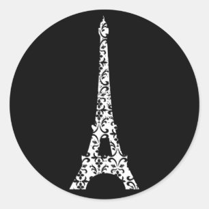 Adesivo Redondo Damask Eiffel Tower Sticker