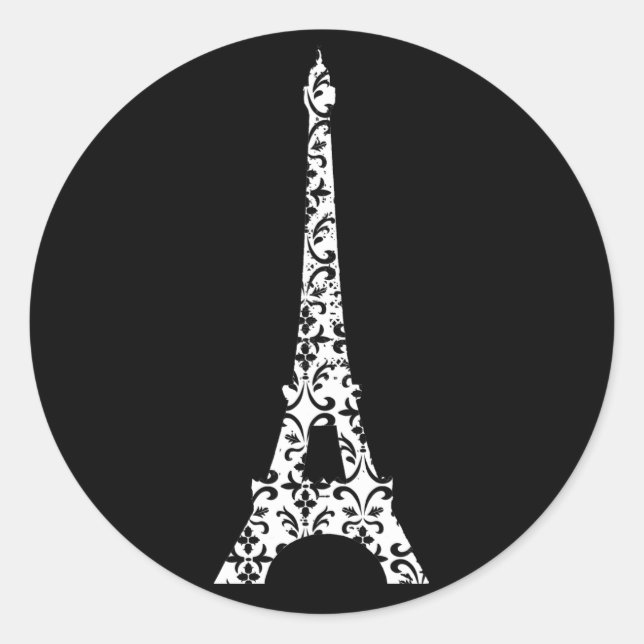 Adesivo Redondo Damask Eiffel Tower Sticker (Frente)