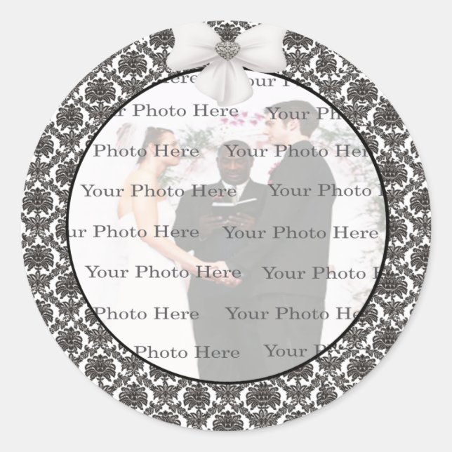Adesivo Redondo Damask Elegance Wedings Round Stickers (Frente)