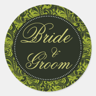 Adesivo Redondo Damask Green Pattern Wedkers