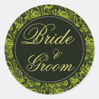 Adesivo Redondo Damask Green Pattern Wedkers