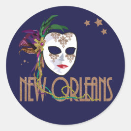 Adesivo Redondo Damask New Orleans Mask Sticker