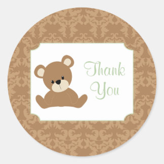 Adesivo Redondo Damask Obrigado Sticker