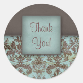 Adesivo Redondo Damask Obrigado Stickers