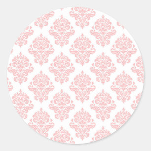 Adesivo Redondo Damask Pastel Rosa Pêssego