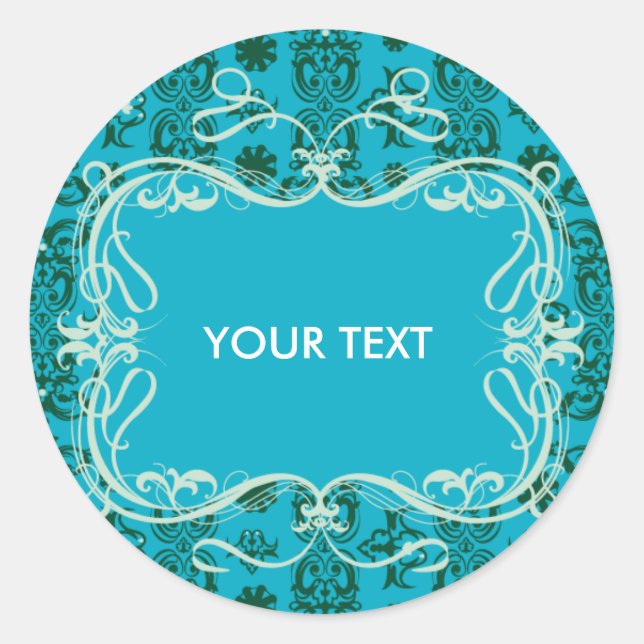 ADESIVO REDONDO DAMASK STICKER BLUE (Frente)