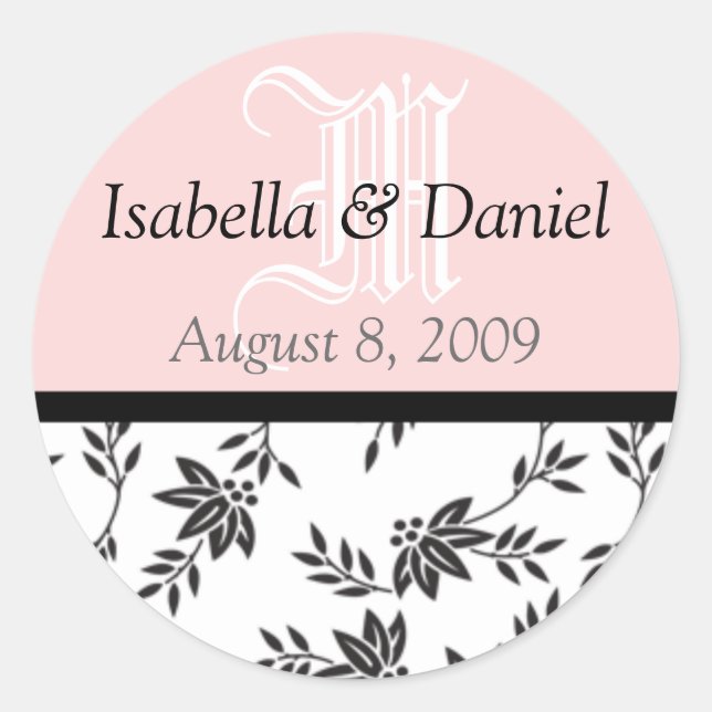 Adesivo Redondo Damask Stickers Monogramas Oferece selos (Frente)