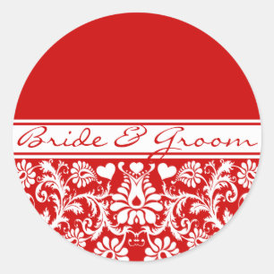 Adesivo Redondo Damask Vintage Floral Casamento de Favor