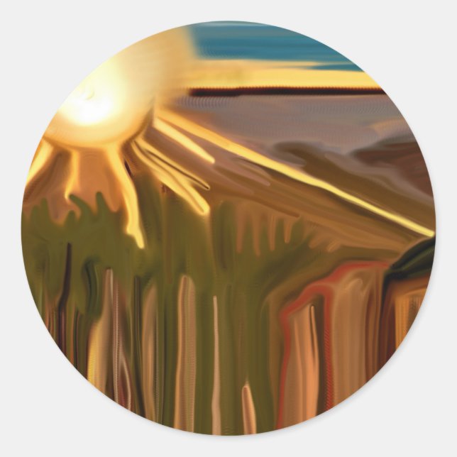 Adesivo Redondo Dança da Arte Abstrato dos Cactos (Frente)