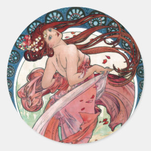 Adesivo Redondo Dança de Alfons Mucha 1898