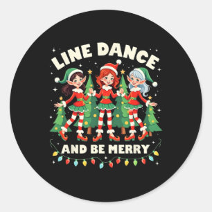 Adesivo Redondo Dança De Linha E Seja Merry Xmas Cute Os Dançarino