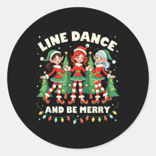 Adesivo Redondo Dança De Linha E Seja Merry Xmas Cute Os Dançarino