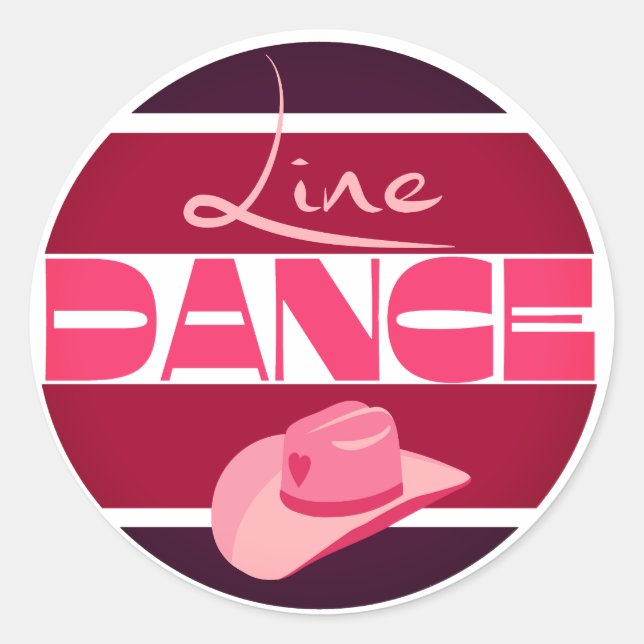 Adesivo Redondo dança de linha Love Cowboyhat rosa (Frente)