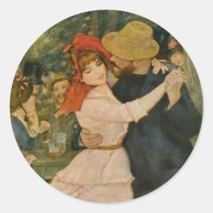Adesivo Redondo Dança de Pierre-Auguste Renoir em Bougás (1883)