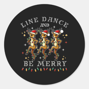 Adesivo Redondo Dança De Rena E Feliz Natal Festivo