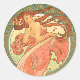 Adesivo Redondo Dança de Vintage por Alphonse Mucha
